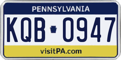 PA license plate KQB0947