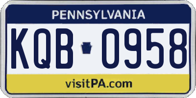 PA license plate KQB0958