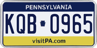 PA license plate KQB0965