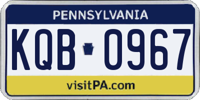PA license plate KQB0967
