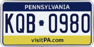 PA license plate KQB0980