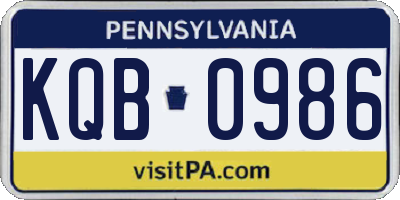 PA license plate KQB0986
