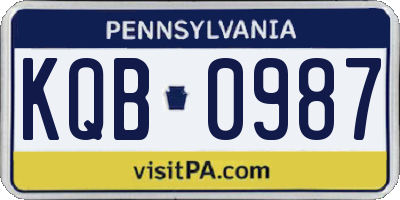 PA license plate KQB0987
