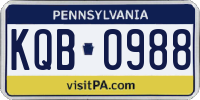 PA license plate KQB0988