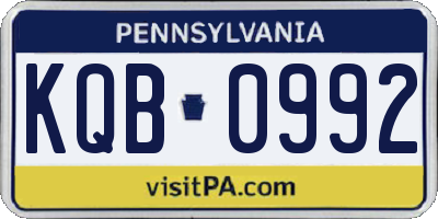 PA license plate KQB0992