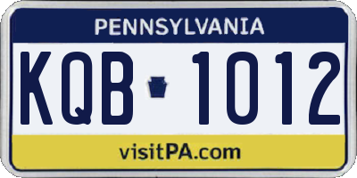 PA license plate KQB1012