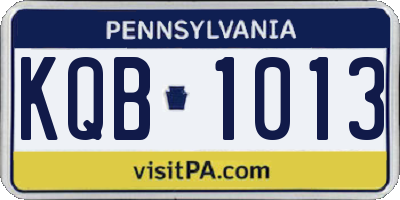 PA license plate KQB1013