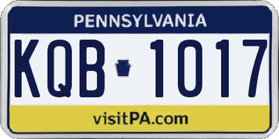 PA license plate KQB1017