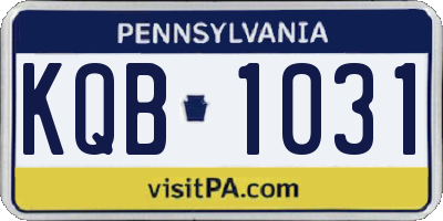 PA license plate KQB1031