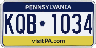 PA license plate KQB1034