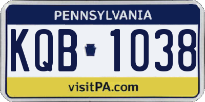 PA license plate KQB1038