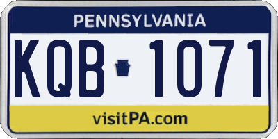 PA license plate KQB1071