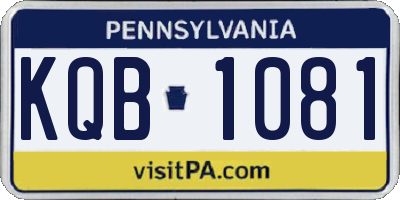 PA license plate KQB1081