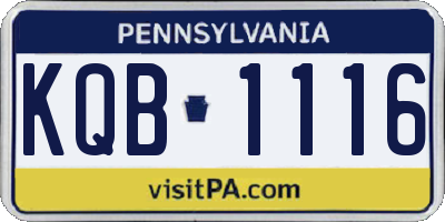 PA license plate KQB1116