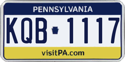 PA license plate KQB1117