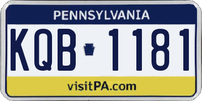 PA license plate KQB1181