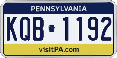 PA license plate KQB1192