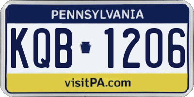 PA license plate KQB1206