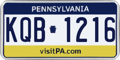 PA license plate KQB1216