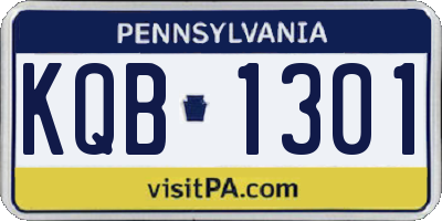 PA license plate KQB1301