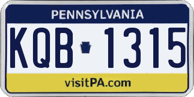 PA license plate KQB1315