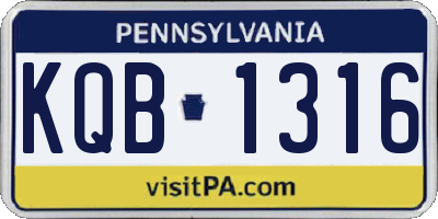 PA license plate KQB1316