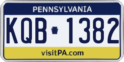 PA license plate KQB1382