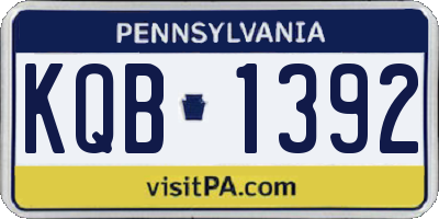 PA license plate KQB1392