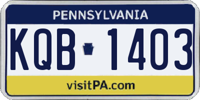 PA license plate KQB1403