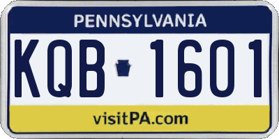 PA license plate KQB1601