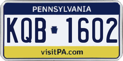 PA license plate KQB1602