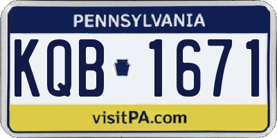 PA license plate KQB1671