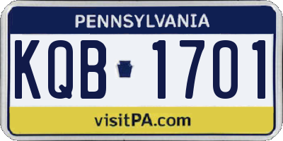 PA license plate KQB1701