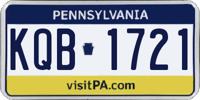 PA license plate KQB1721