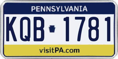 PA license plate KQB1781