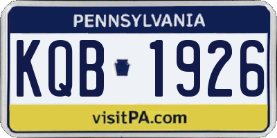 PA license plate KQB1926