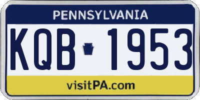 PA license plate KQB1953