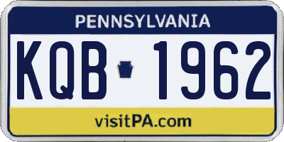PA license plate KQB1962