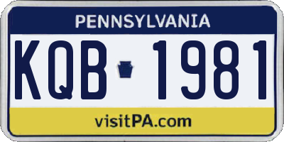 PA license plate KQB1981