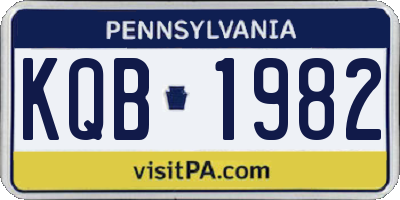 PA license plate KQB1982