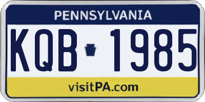 PA license plate KQB1985