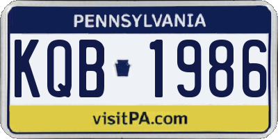 PA license plate KQB1986