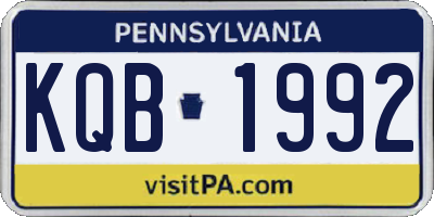 PA license plate KQB1992