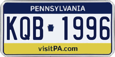 PA license plate KQB1996