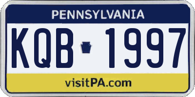 PA license plate KQB1997