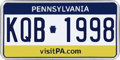 PA license plate KQB1998