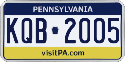 PA license plate KQB2005