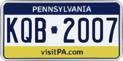 PA license plate KQB2007