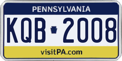 PA license plate KQB2008