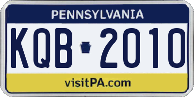 PA license plate KQB2010